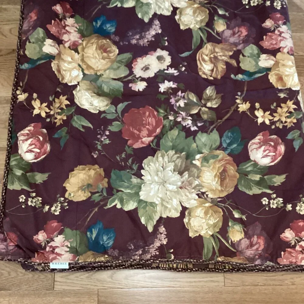 NEW! WAVERLY SWEETWATER FLORAL STRIPED REVERSIBLE TWIN COMFORTER COTTAGE CLASSIC